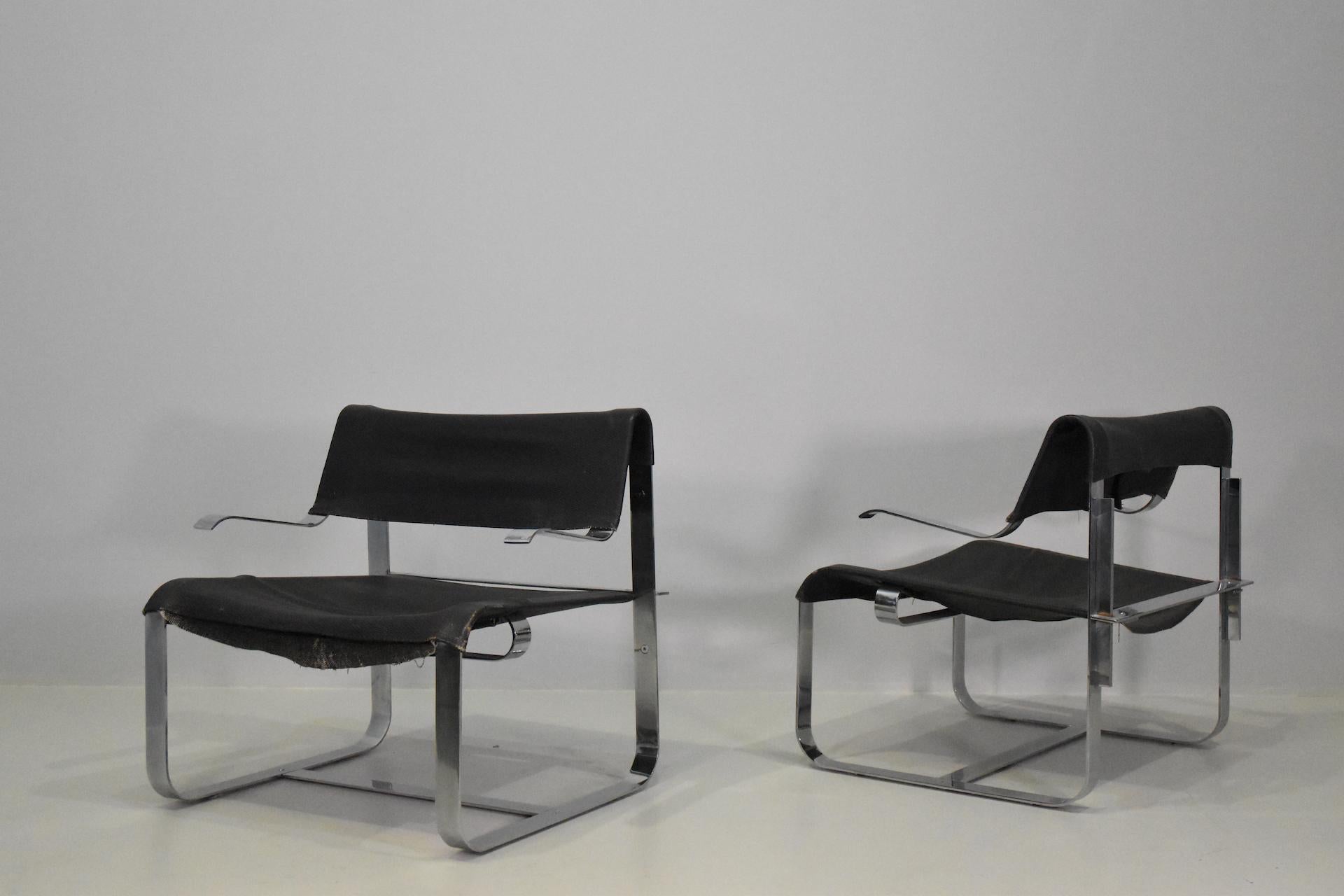 Late 20th Century Very rare  Armchairs model P100 Designed by Giovanni Offredi For Saporiti For Sale