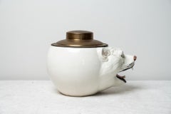 Very rare white glazed ceramic ice box, 1970s