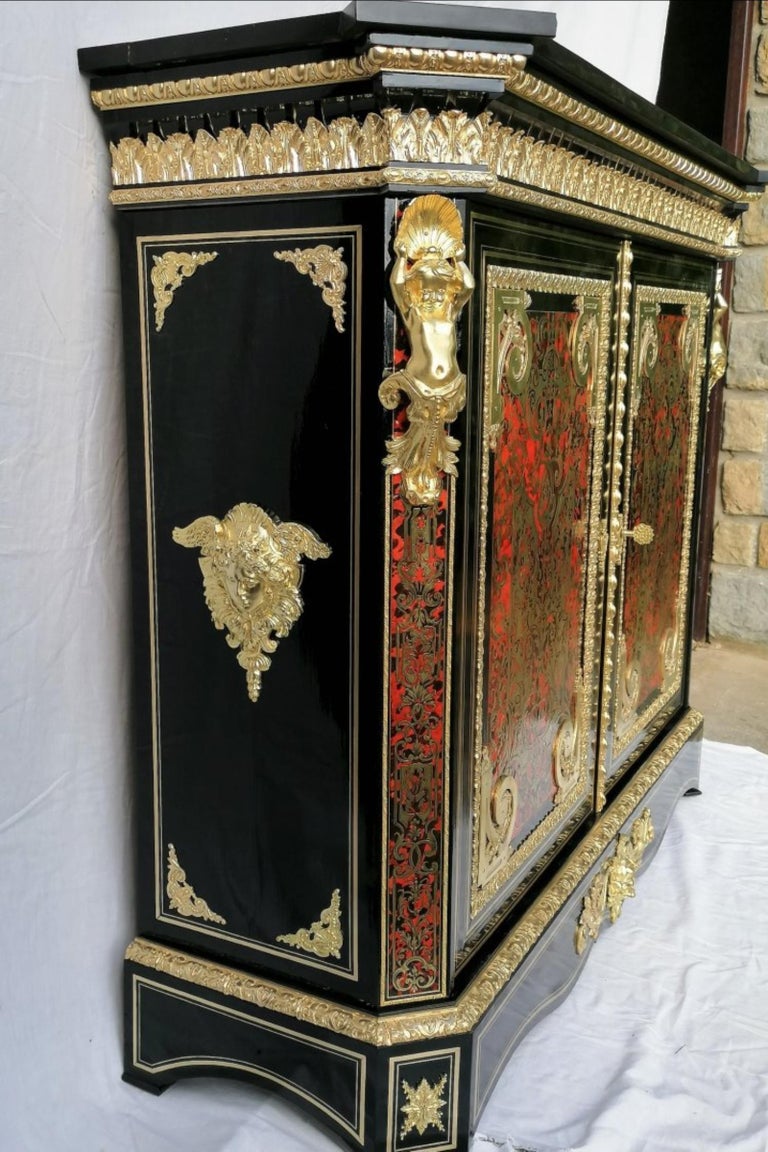 Rarity by Hyppolite Edme-Pretot Credenza in Louis XIV Style and Boulle  Marquetry at 1stDibs