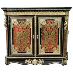 Rarity by Hyppolite Edme-Pretot Credenza in Louis XIV Style and Boulle Marquetry