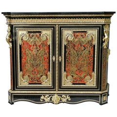 Rareté par Hyppolite Edme-Pretot Crédence de style Louis XIV et marqueterie Boulle