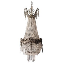 Antique Rarity Empire Sac a Pearl Chandelier Crystal Hall Lamp Lustre Art Nouveau, 1900