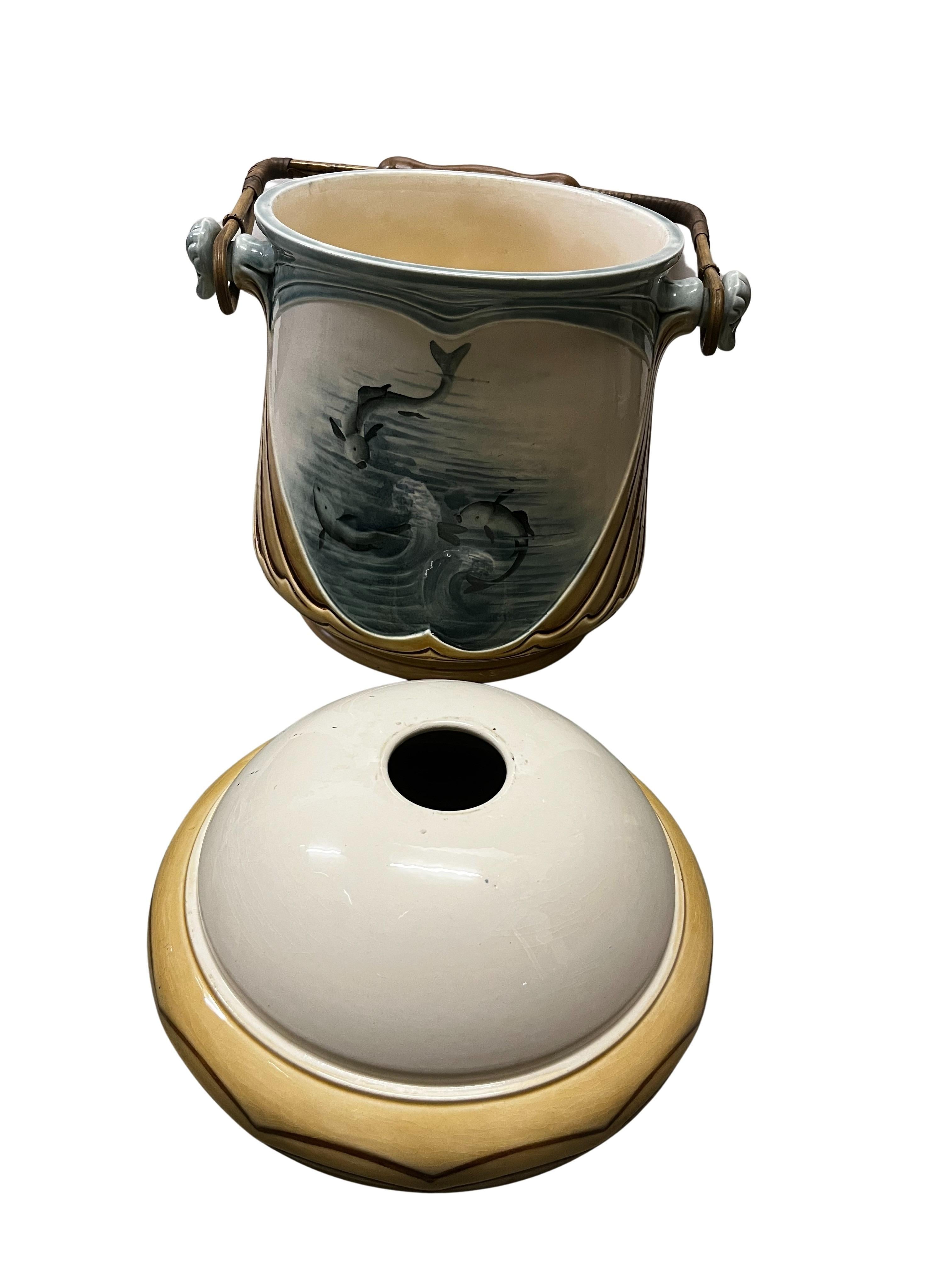 Rareté : accessoires de pêche, seau à poisson, céramique, 1900, Znojmo Znaim, Rép. tchèque en vente 4