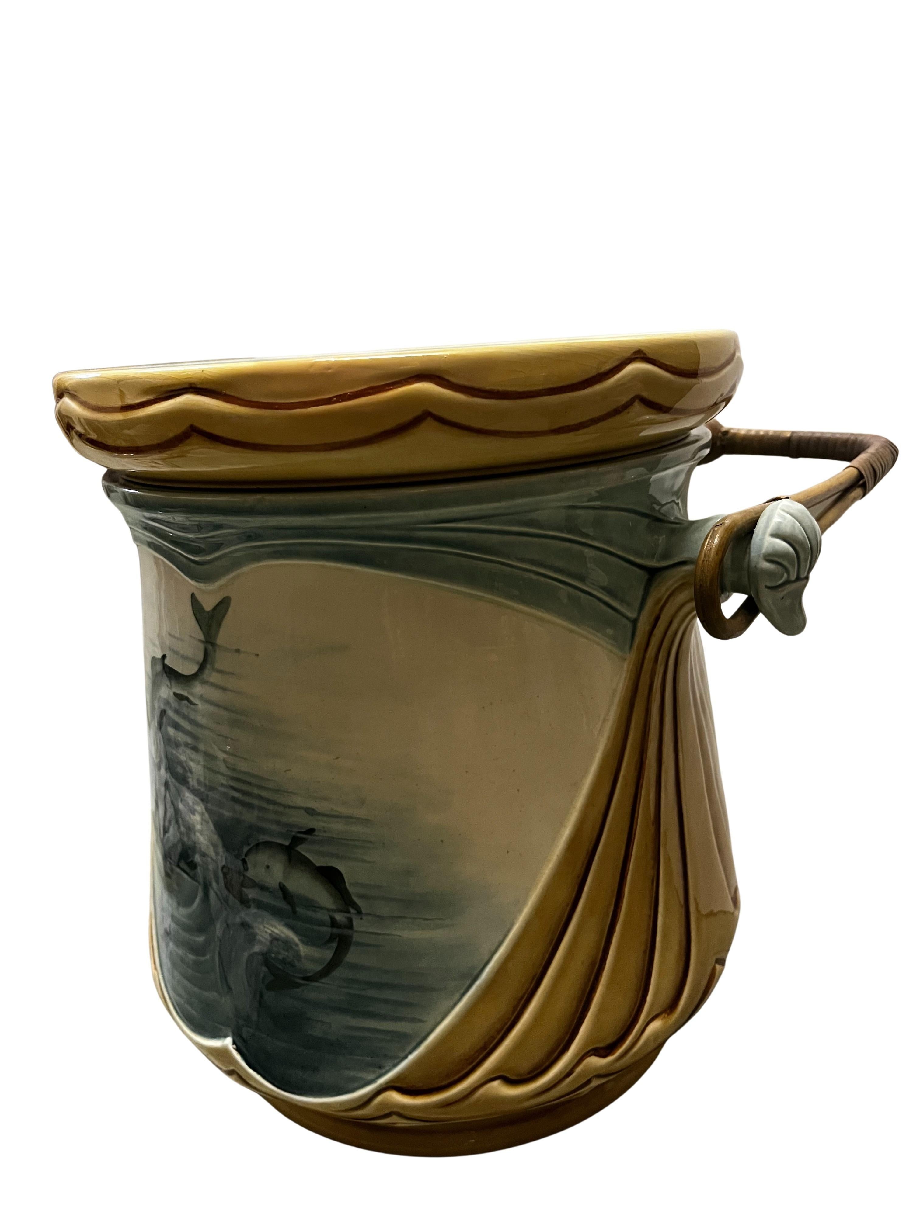 Rareté : accessoires de pêche, seau à poisson, céramique, 1900, Znojmo Znaim, Rép. tchèque en vente 8