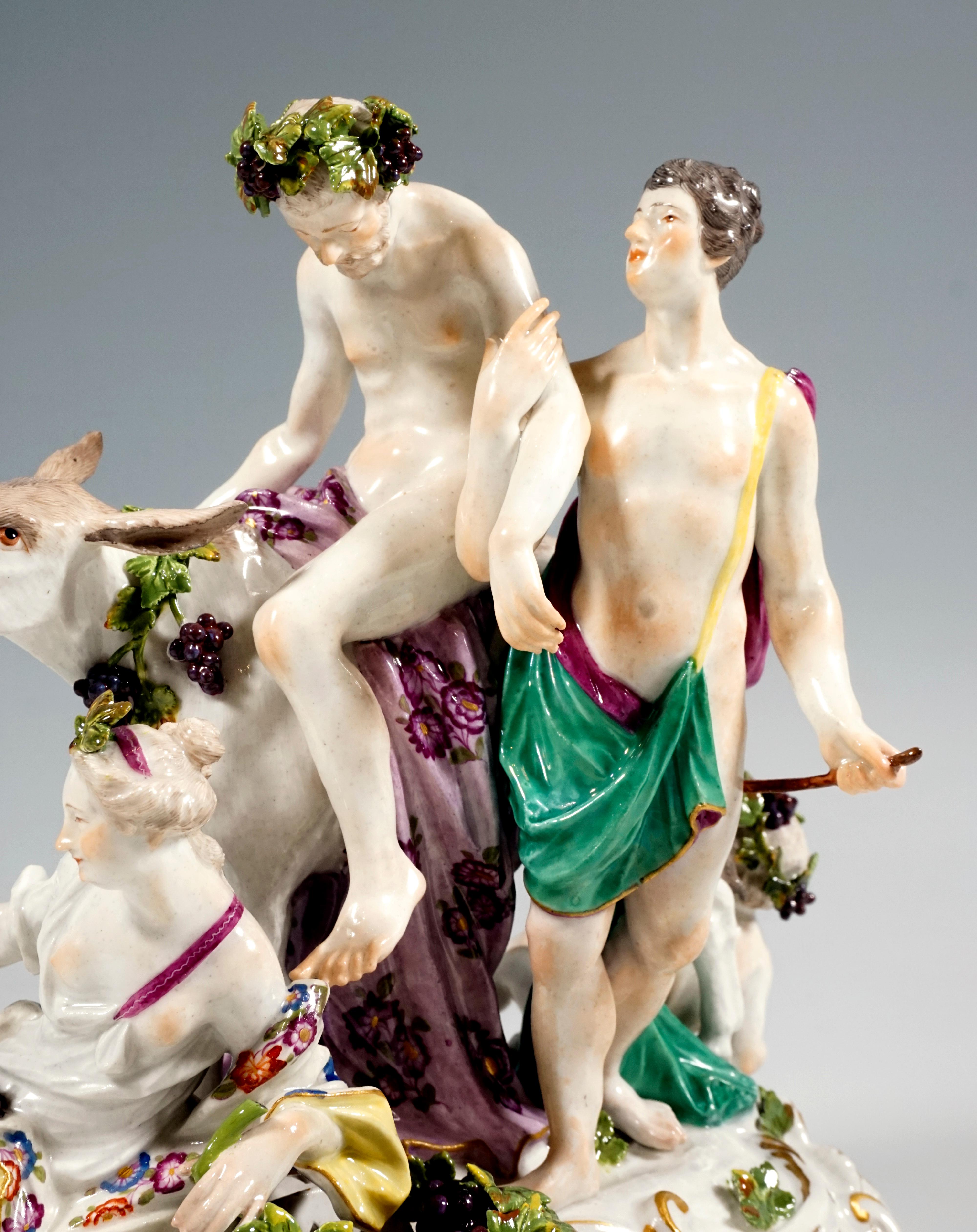 Rarity Meissen Bacchant Group Drunken Silenus on Donkey by F.E. Meyer, 1763-1773 In Excellent Condition In Vienna, AT