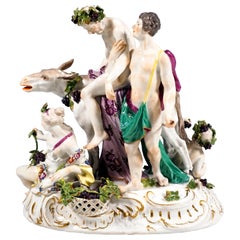 Rarity Meissen Bacchant Group Drunken Silenus on Donkey by F.E. Meyer, 1763-1773