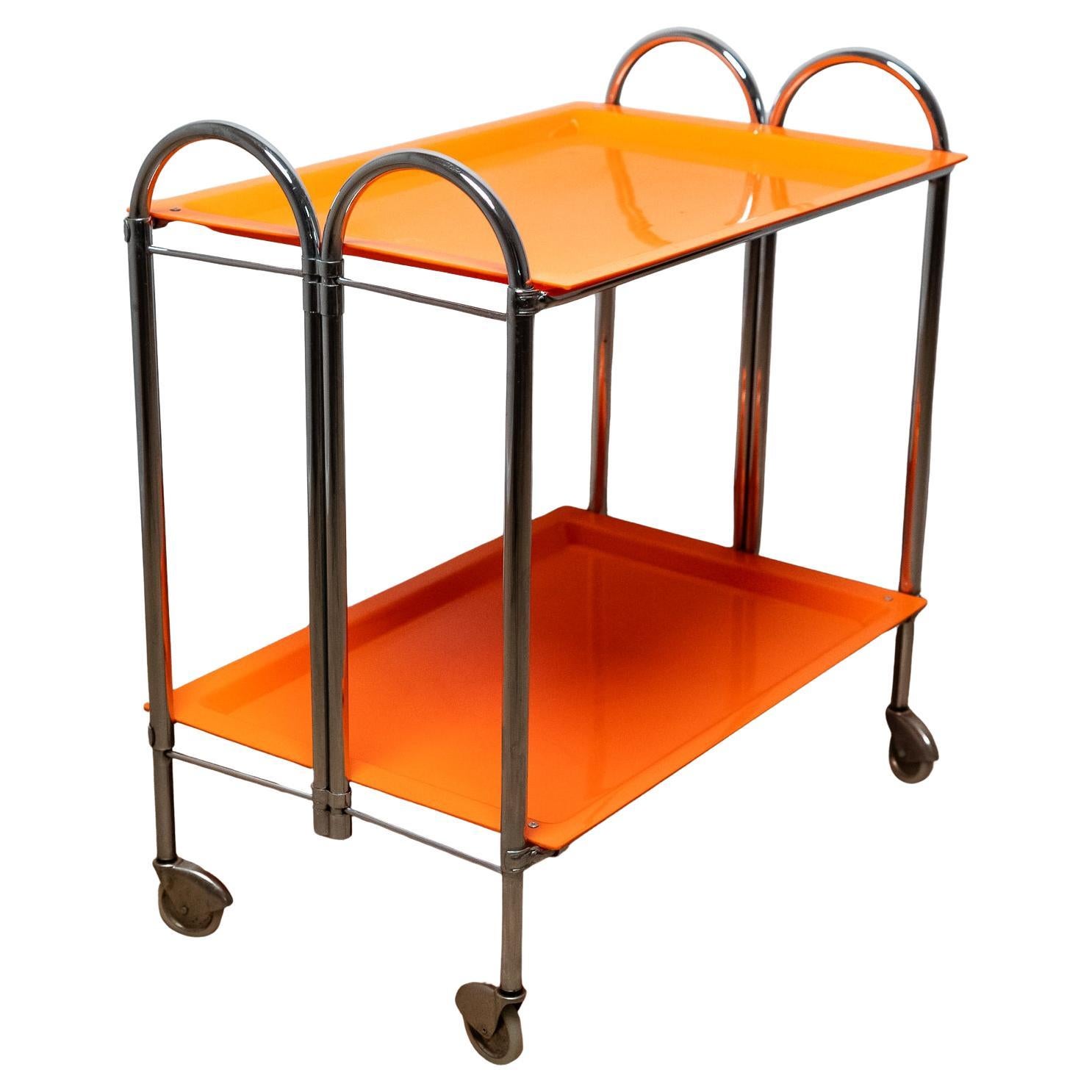 Rare Chariot de bar ou de cuisine en plastique et métal chromé, années 1970