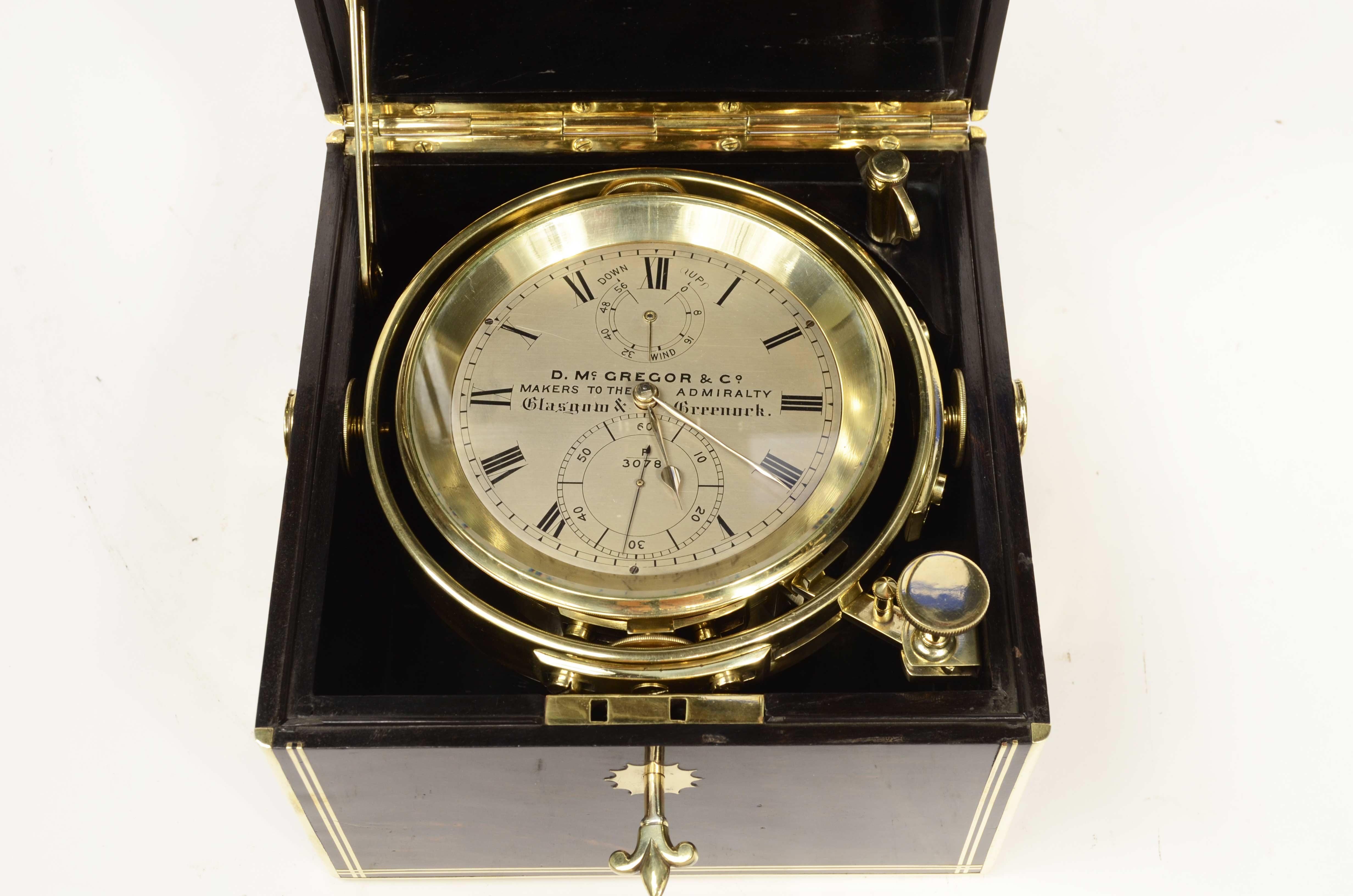 Late 19th Century Raro cronometro marino D Mc GREGOR bellissima cassa di palissandro e ottone 1870 in vendita
