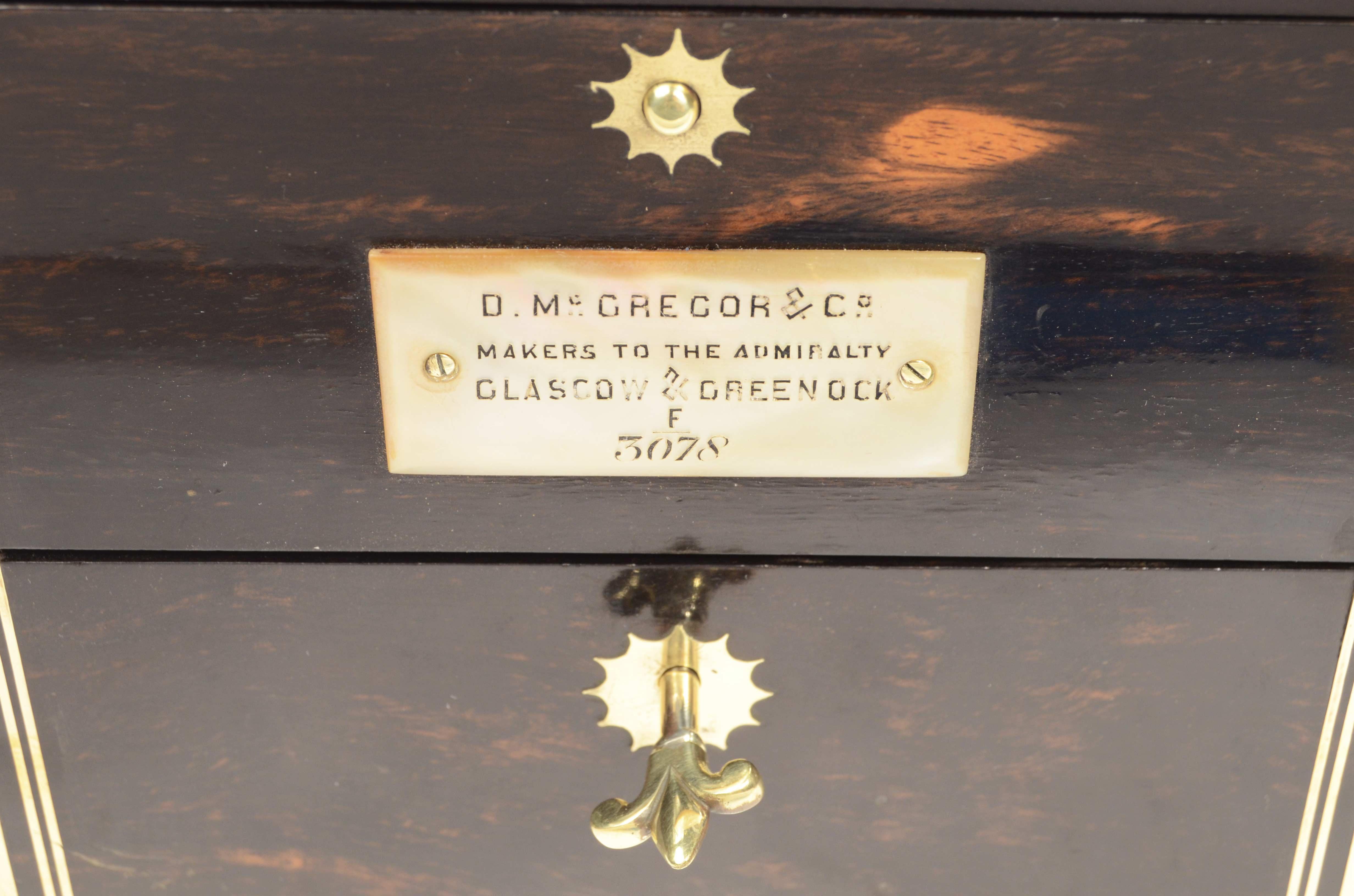 Raro cronometro marino D Mc GREGOR bellissima cassa di palissandro e ottone 1870 in vendita 2