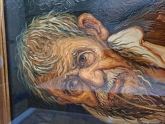 Raro óleo sobre lienzo de Tullio Grassi 'Viejo con pipa