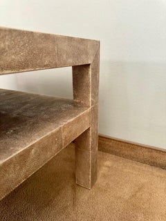 Raro e splendido coffee table in galuchat con un ripiano