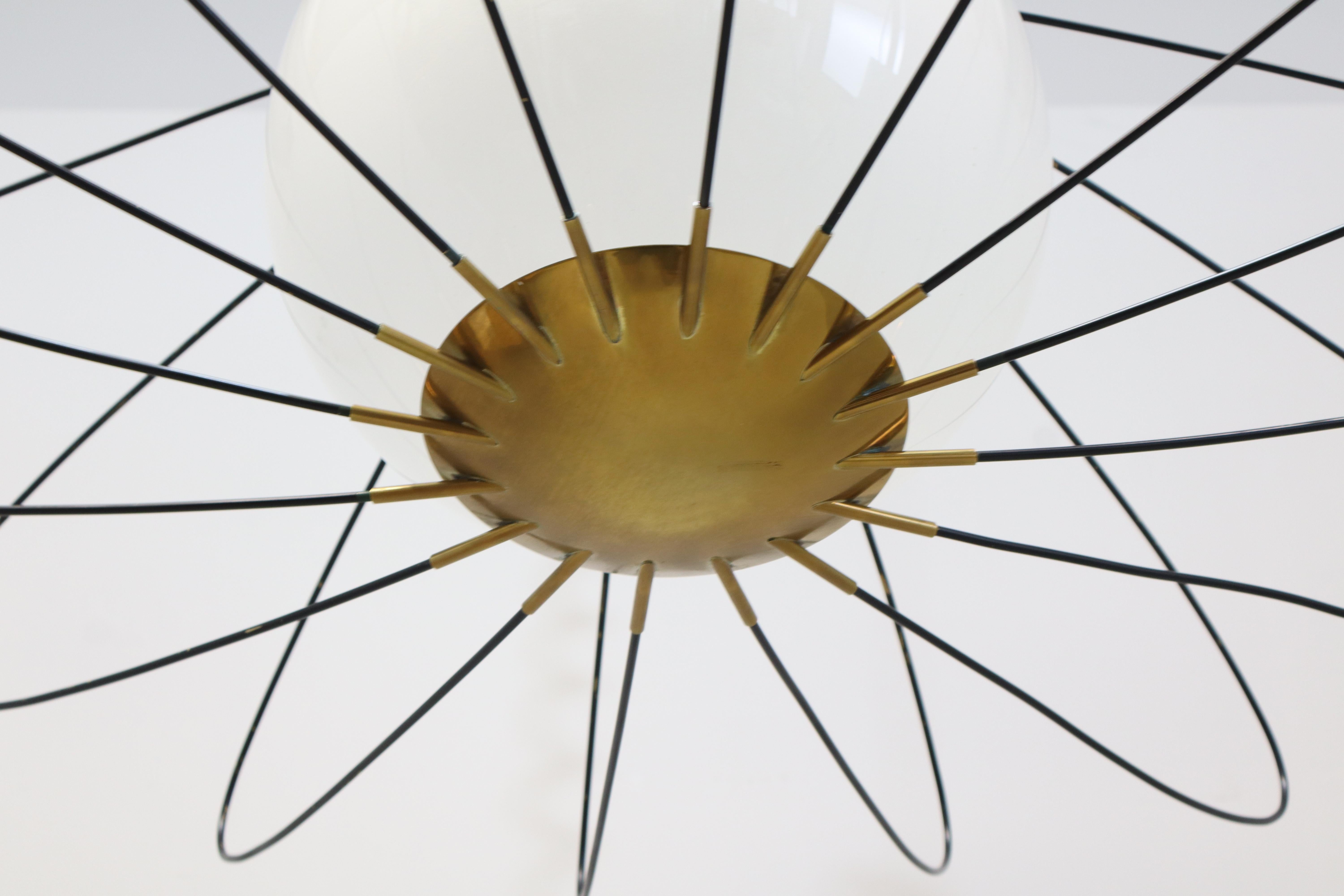 Raro Lampadario a Sospensione Disegnato da Angelo Lelii per Arredoluce anni 50 en venta 8