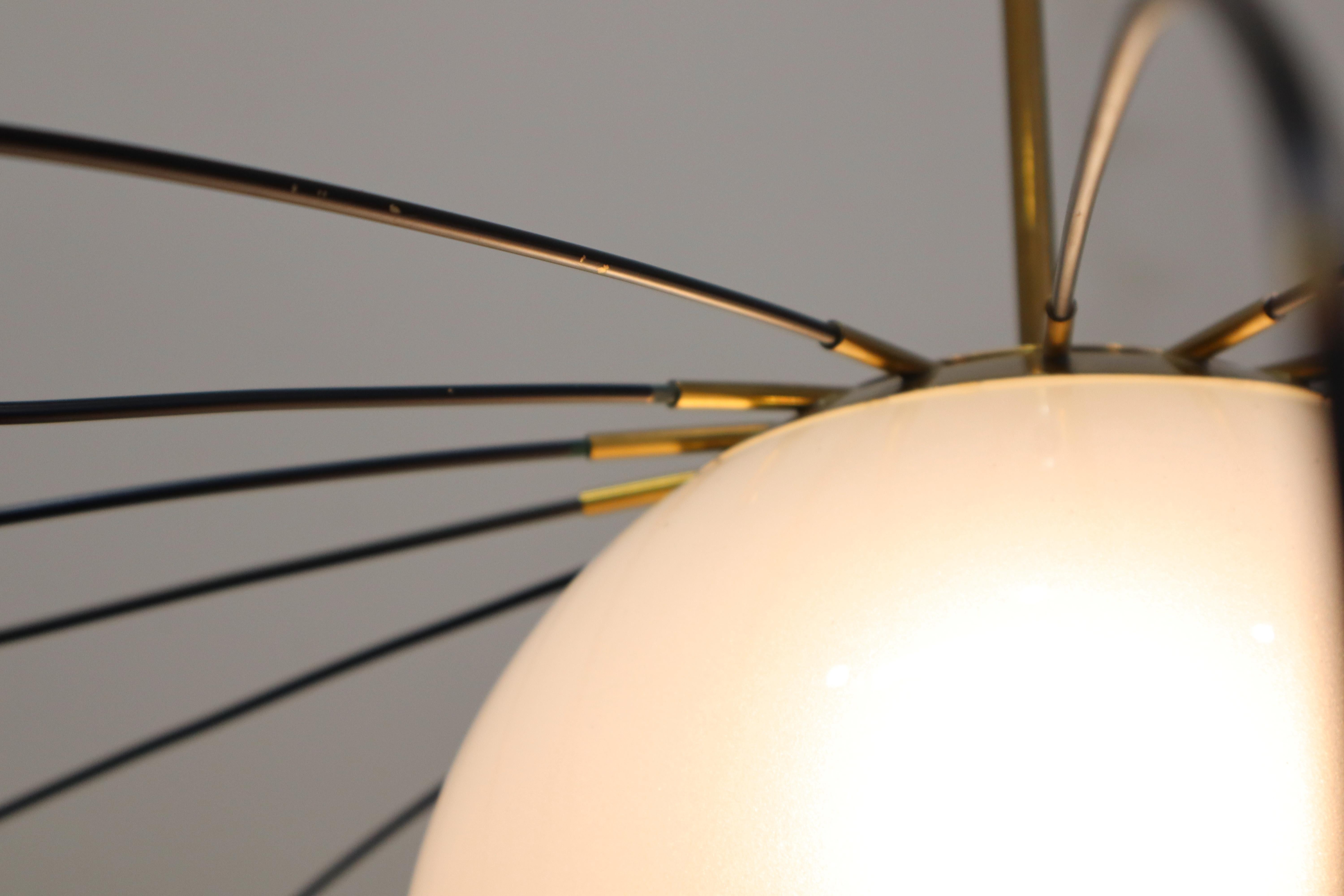 Raro Lampadario a Sospensione Disegnato da Angelo Lelii per Arredoluce anni 50 en venta 1