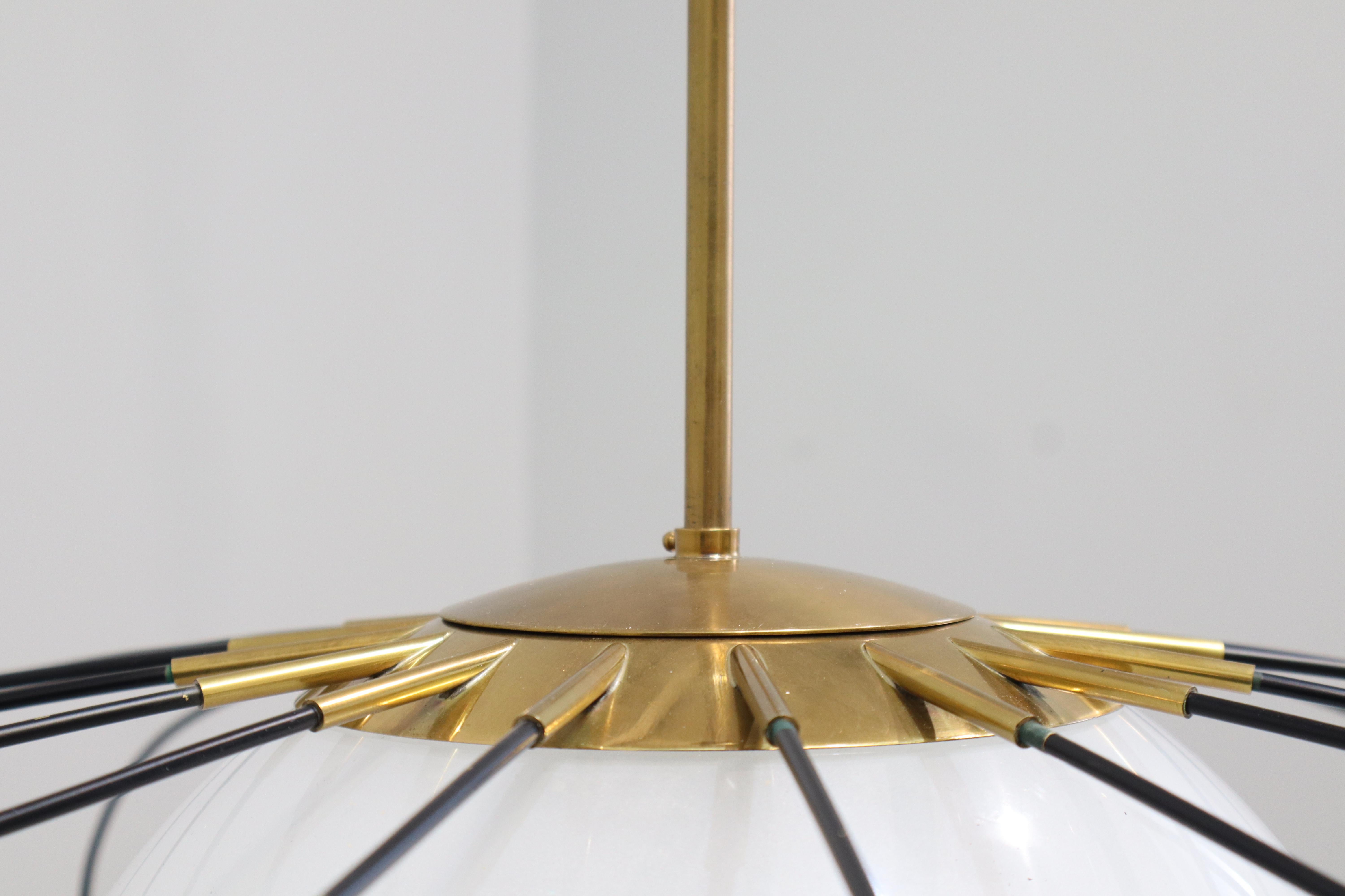 Raro Lampadario a Sospensione Disegnato da Angelo Lelii per Arredoluce anni 50 en venta 2