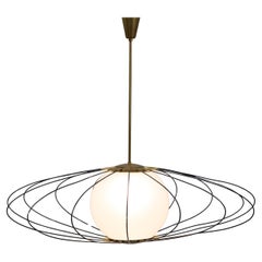 Raro Lampadario a Sospensione Disegnato da Angelo Lelii per Arredoluce anni 50