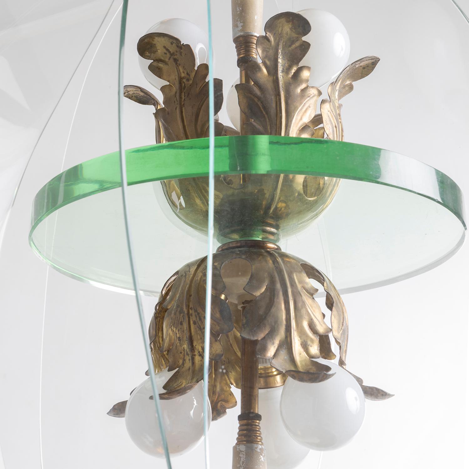 Brass Raro lampadario di Pietro Chiesa per Fontana arte 