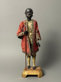 Raro manichino in legno raffigurante maggiordomo moro - XVIII secolo - Venezia