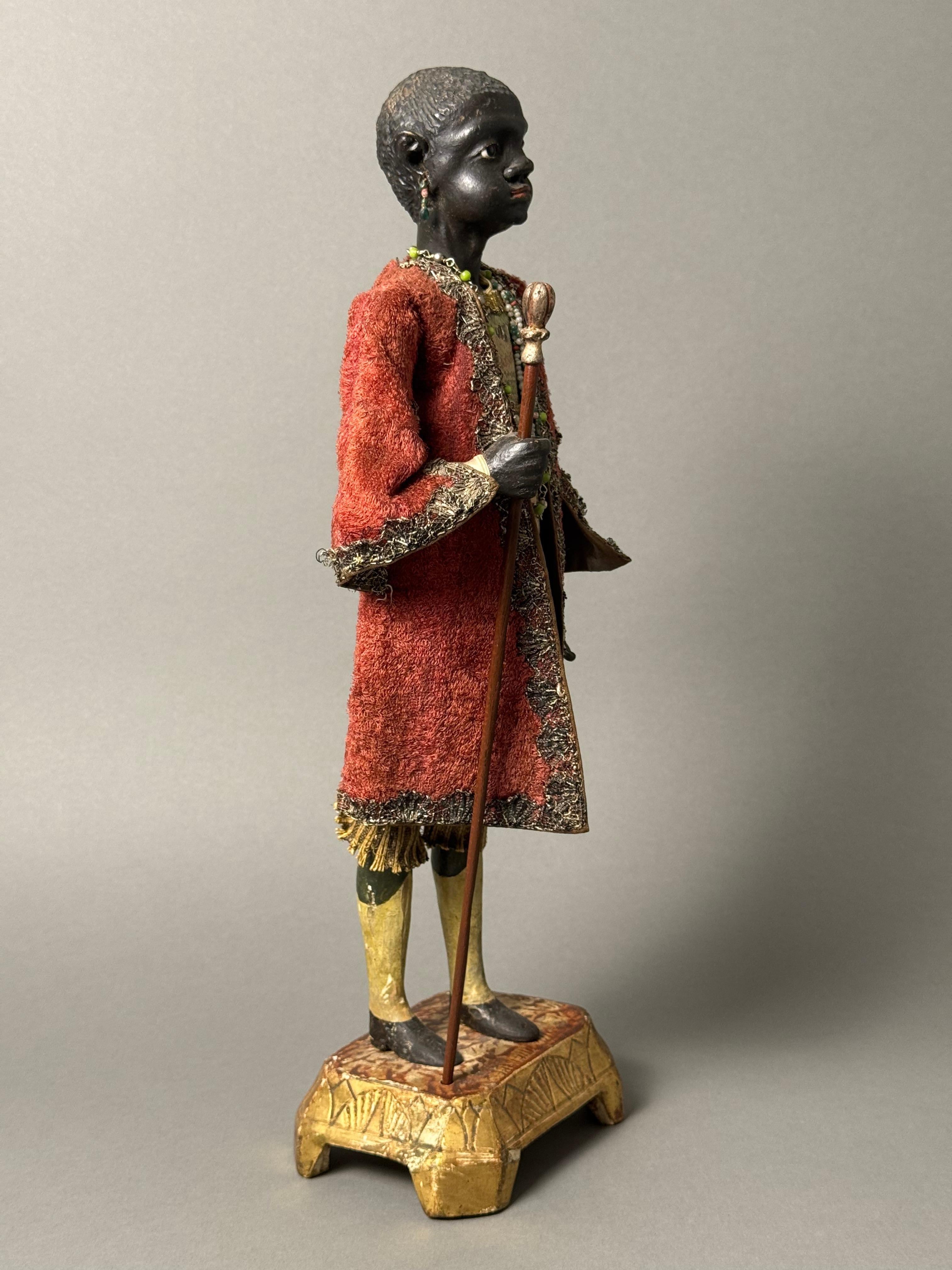 Raro manichino in legno raffigurante maggiordomo moro - XVIII secolo - Venezia (18. Jahrhundert und früher) im Angebot