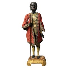 Raro manichino in legno raffigurante maggiordomo moro - XVIII secolo - Venezia