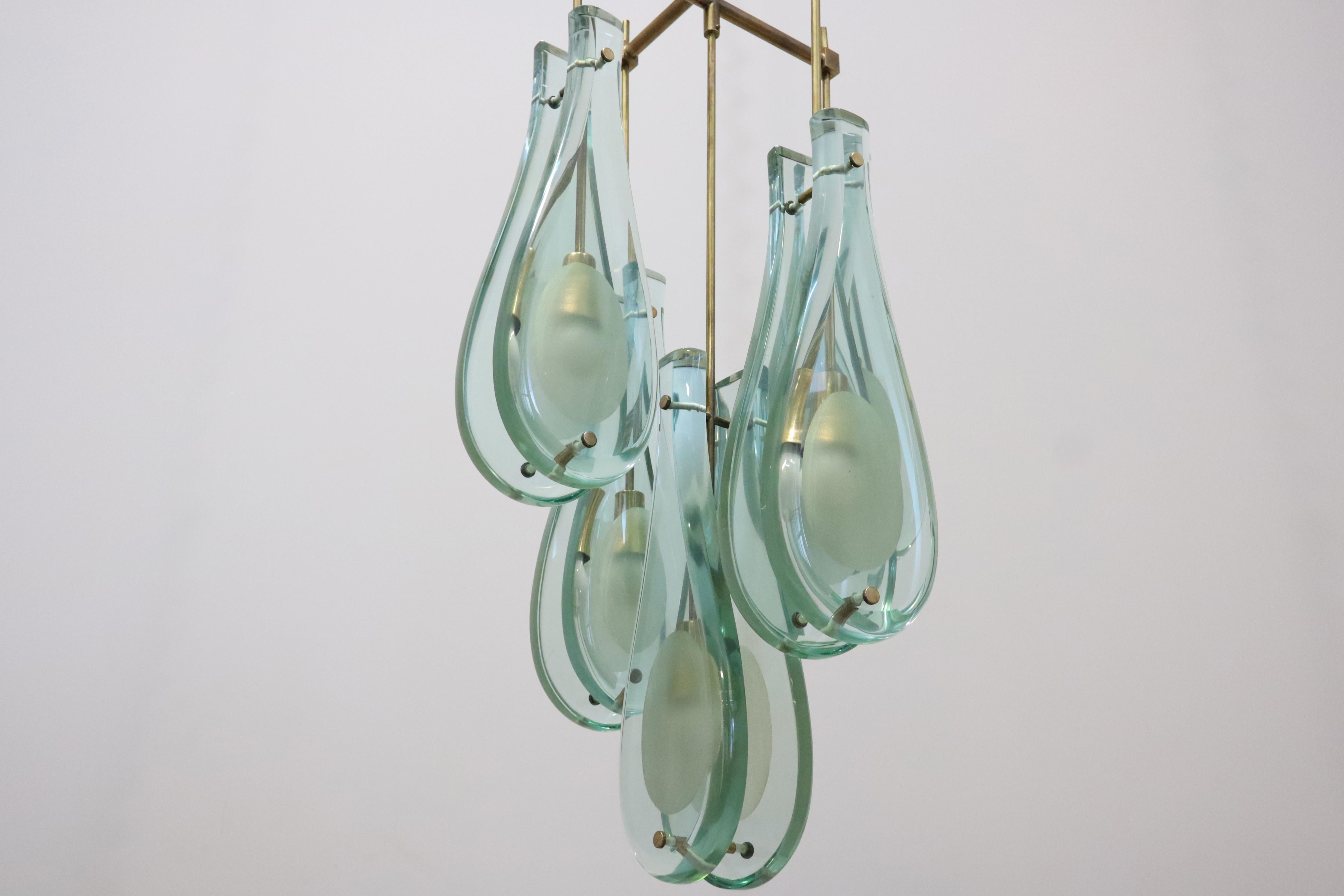 Mid-20th Century Rare Max Inrgand for Fontana Arte Chandelier  Model 2338 For Sale