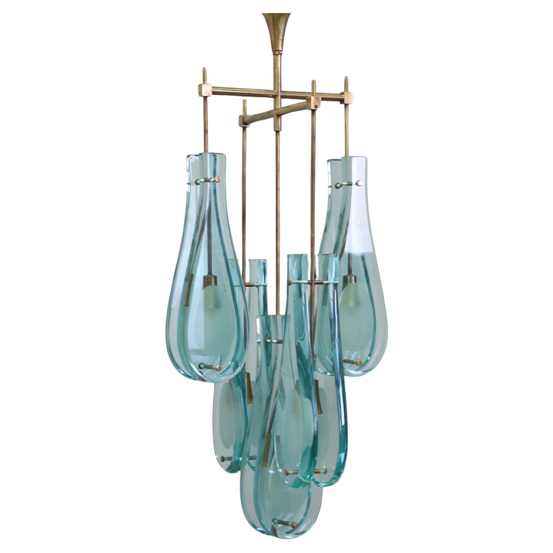 Raro Max Inrgand per Fontana Arte Lampadario  Modello 2338