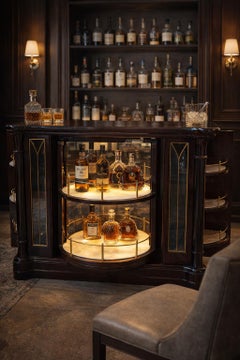 Rare Mahogany Root Swivel Bar Cabinet "MASTRO CAPPELLINI" 1970s