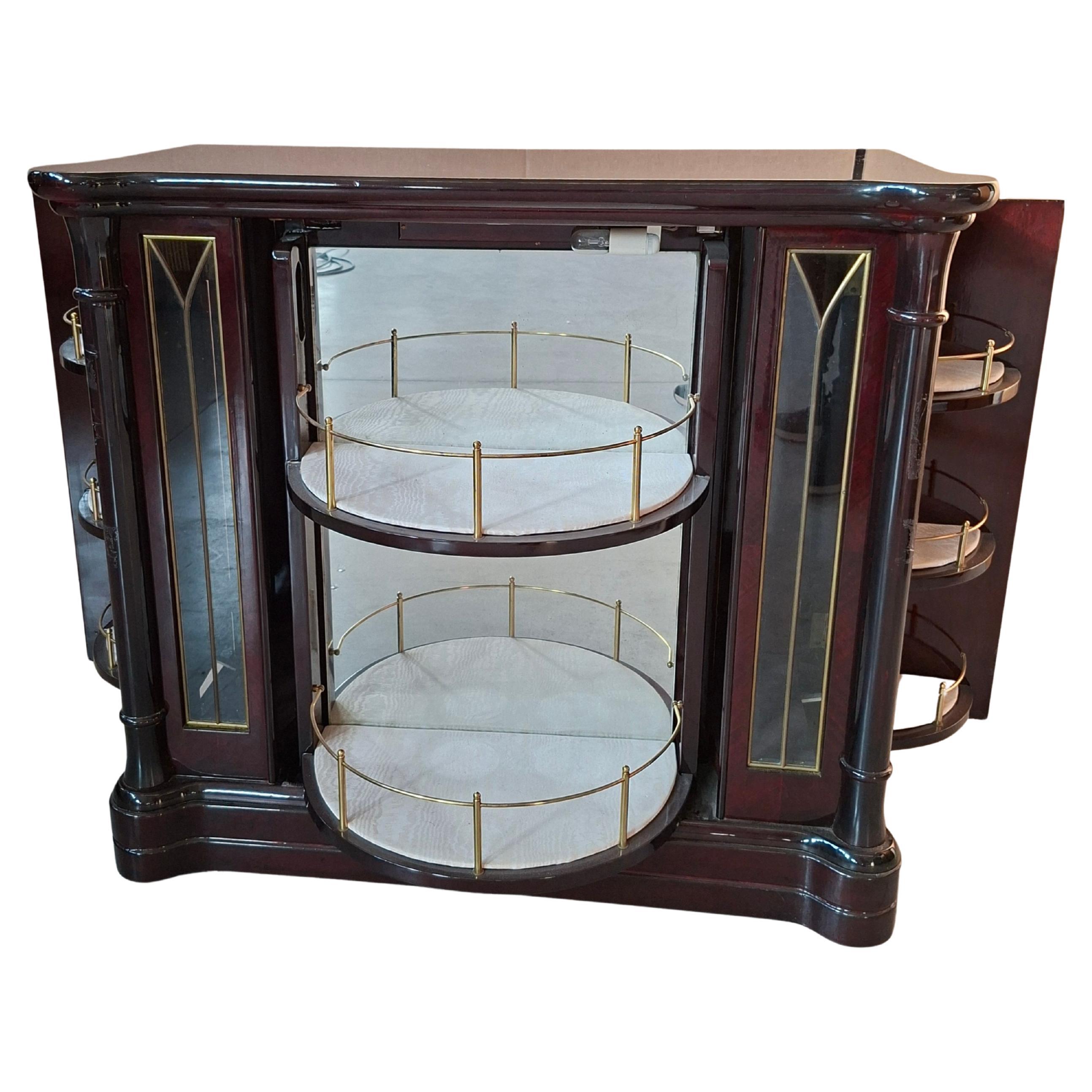Rare Mahogany Root Swivel Bar Cabinet "MASTRO CAPPELLINI" 1970s