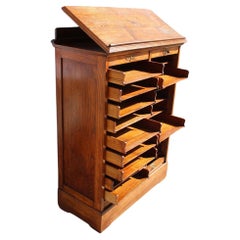 Rare Art Nouveau chestnut document cabinet 1910 Italy