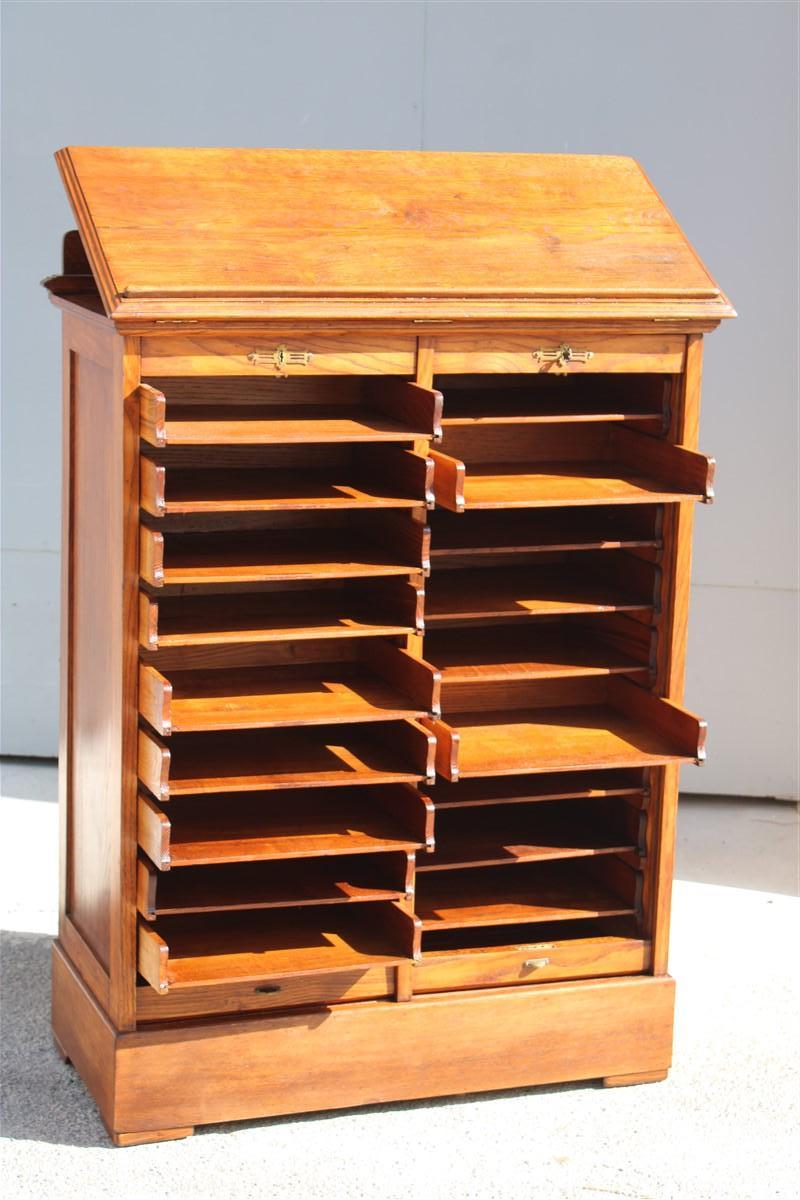 Early 20th Century Rare Art Nouveau chestnut document cabinet 1910 Italy For Sale