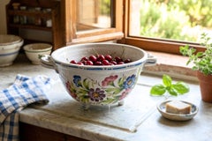 Rare Antique Scolapasta in Bassano Ceramic - Hand Painted - 1950s