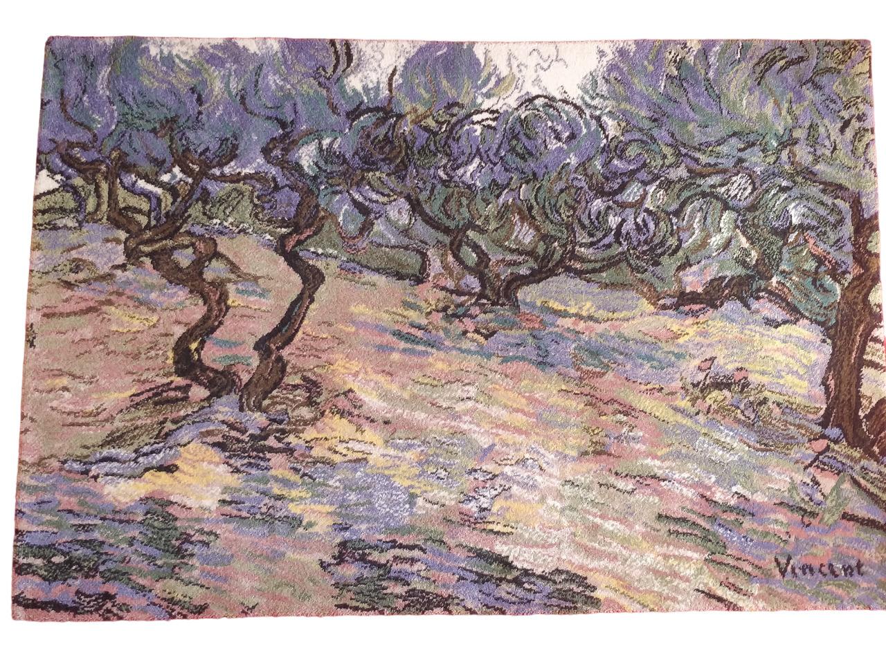Danish carpet made by Ege Axminster A/S - Denmark for the 20th century masters carpet collection. label on back Licensed by: Van Gogh International B.V. in 1995 Design No. 80583 rug number 135-
Label verso.
Processed by mechanical loom in pure