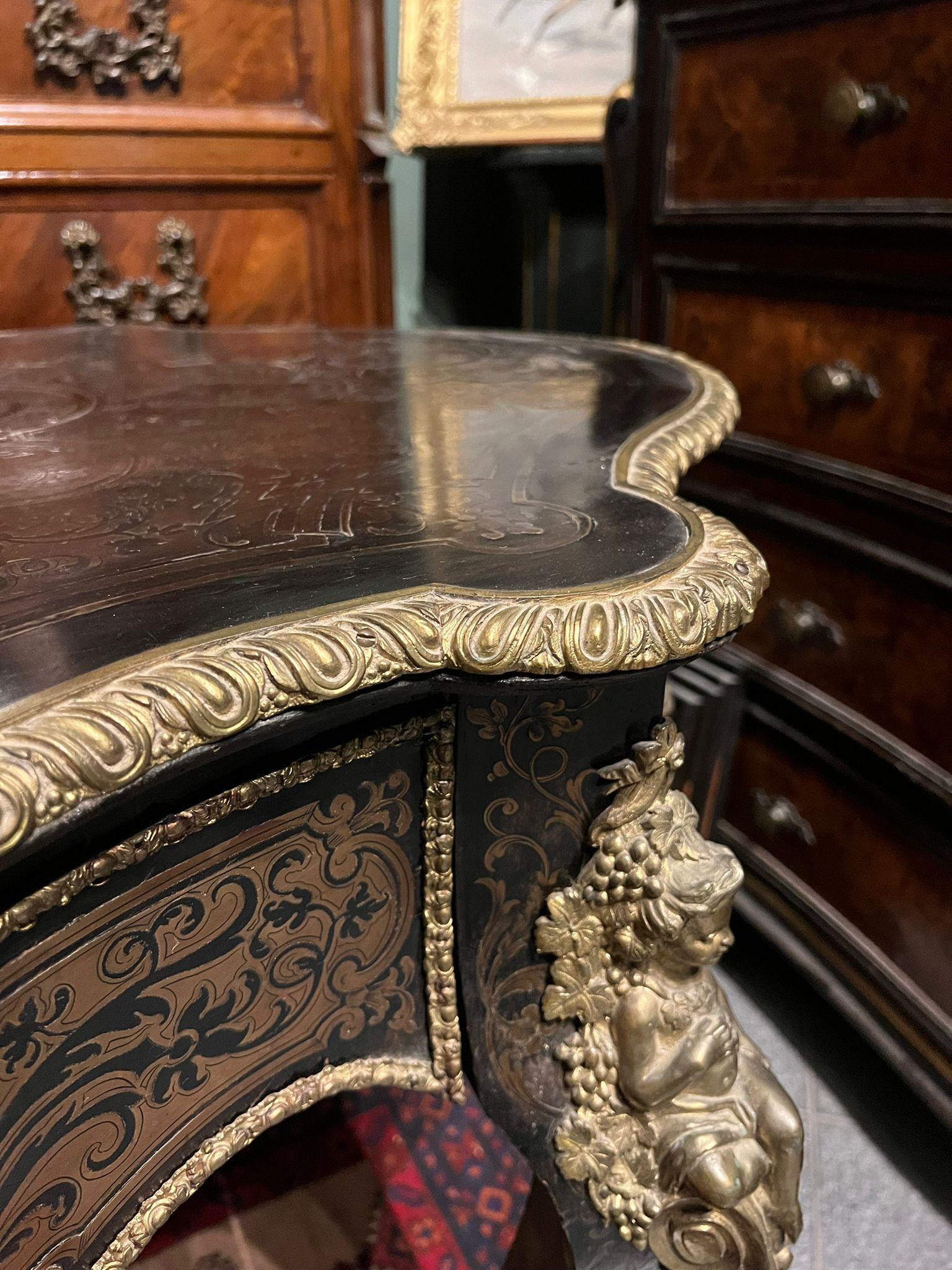 Rare table in the style of Boulle 19th century For Sale 10