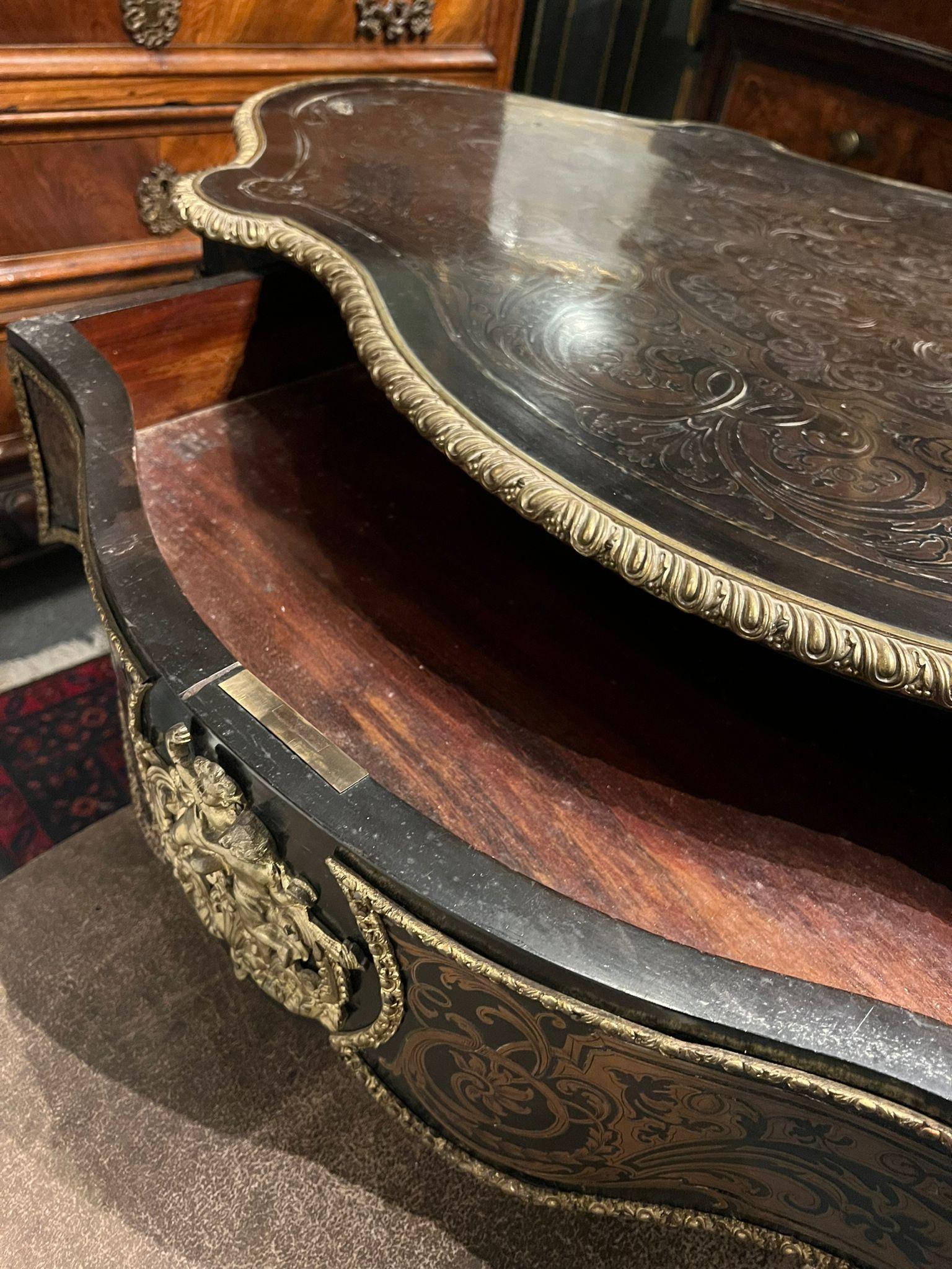 Rare table in the style of Boulle 19th century For Sale 11