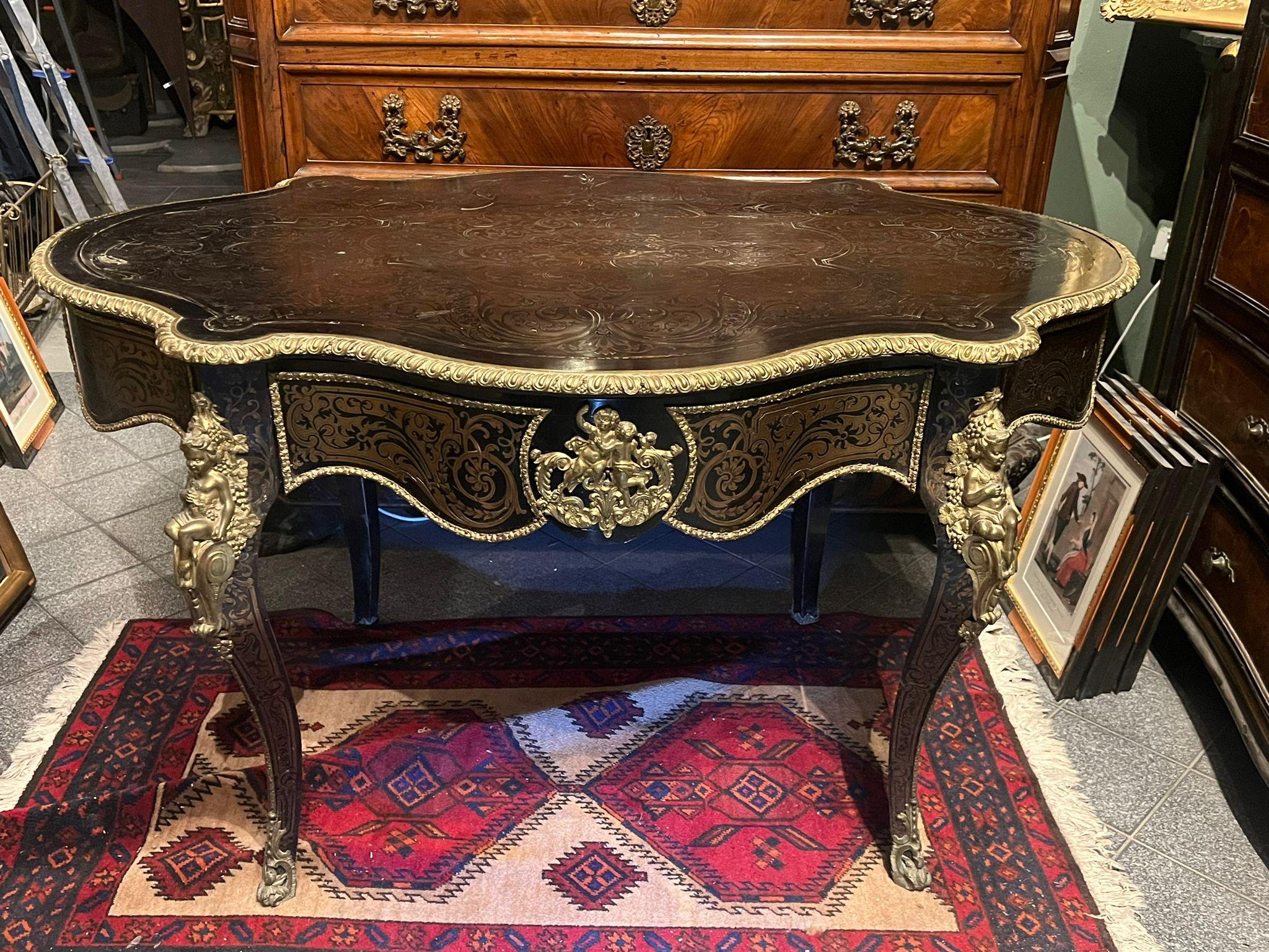 Italian Rare table in the style of Boulle 19th century For Sale