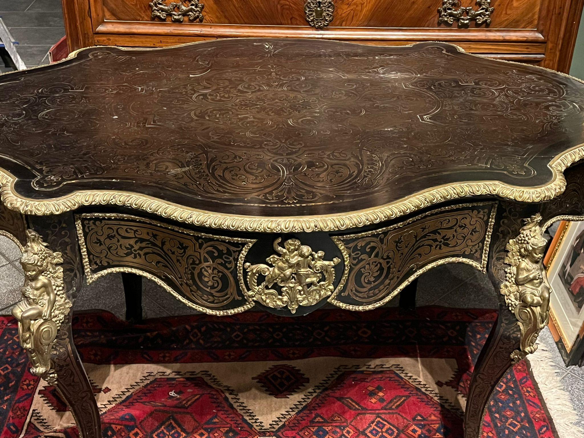 Rare table in the style of Boulle 19th century In Fair Condition For Sale In Firenze, IT