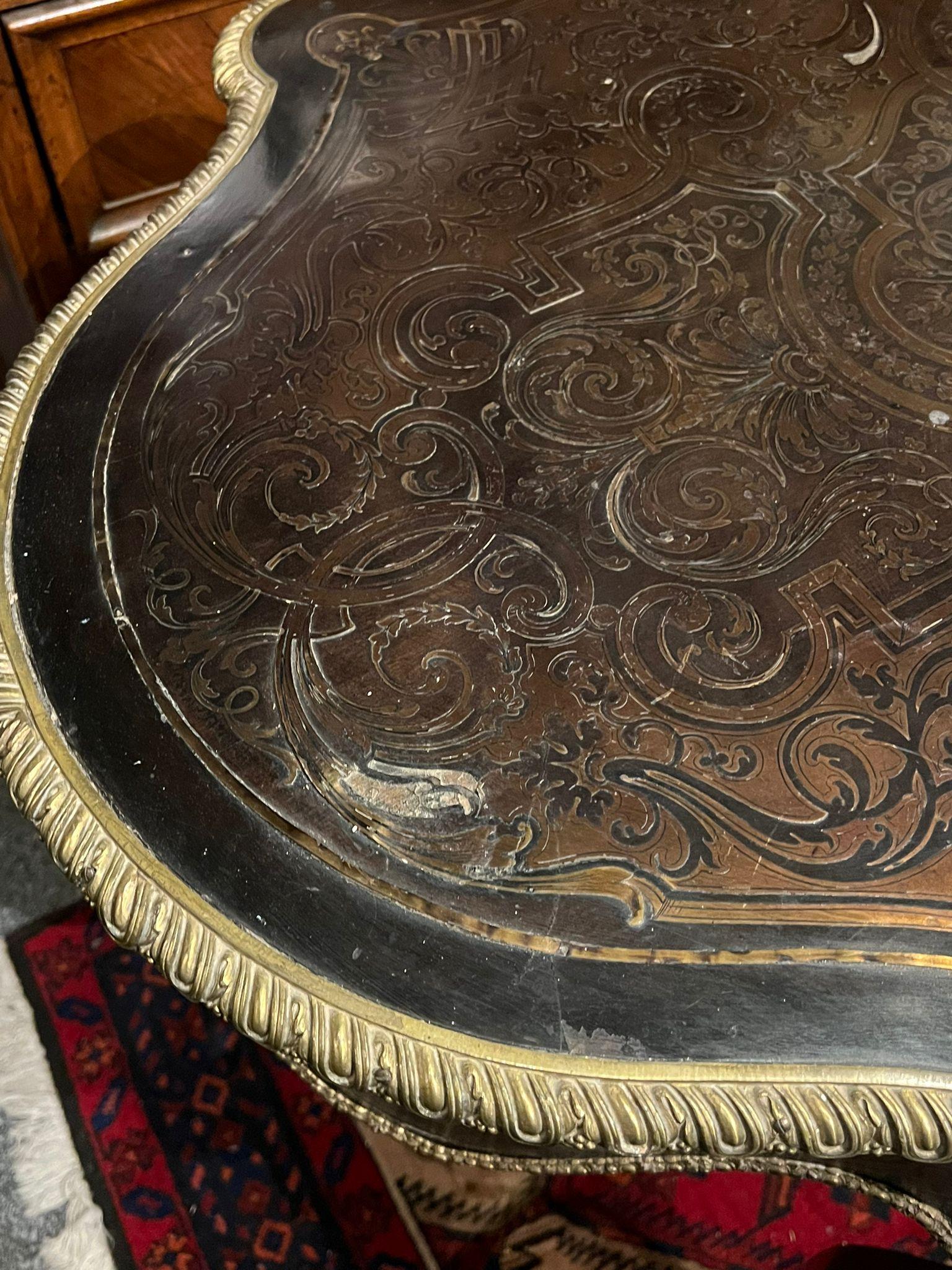 19th Century Rare table in the style of Boulle 19th century For Sale