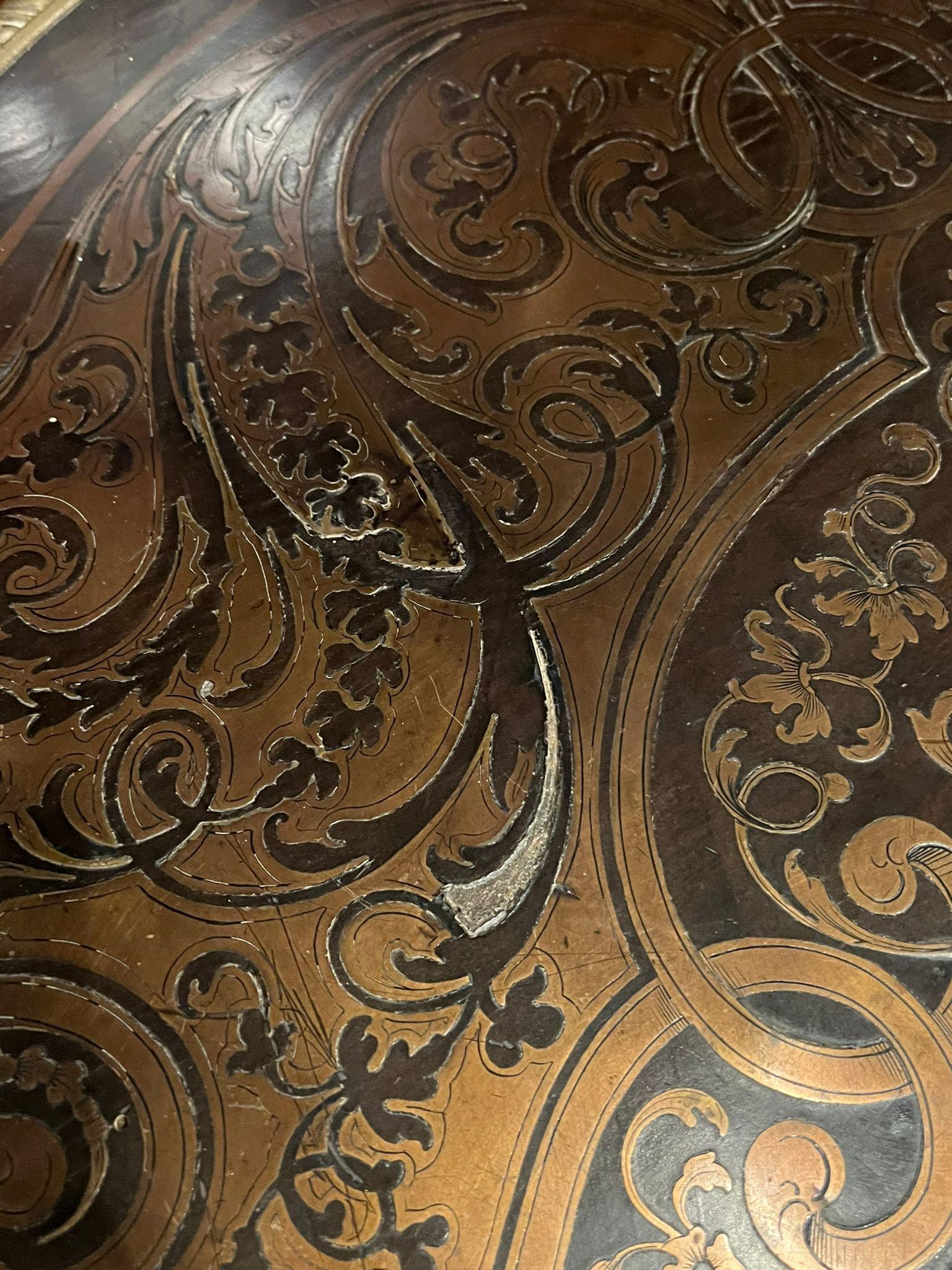 Bronze Rare table de style Boulle du 19e siècle en vente