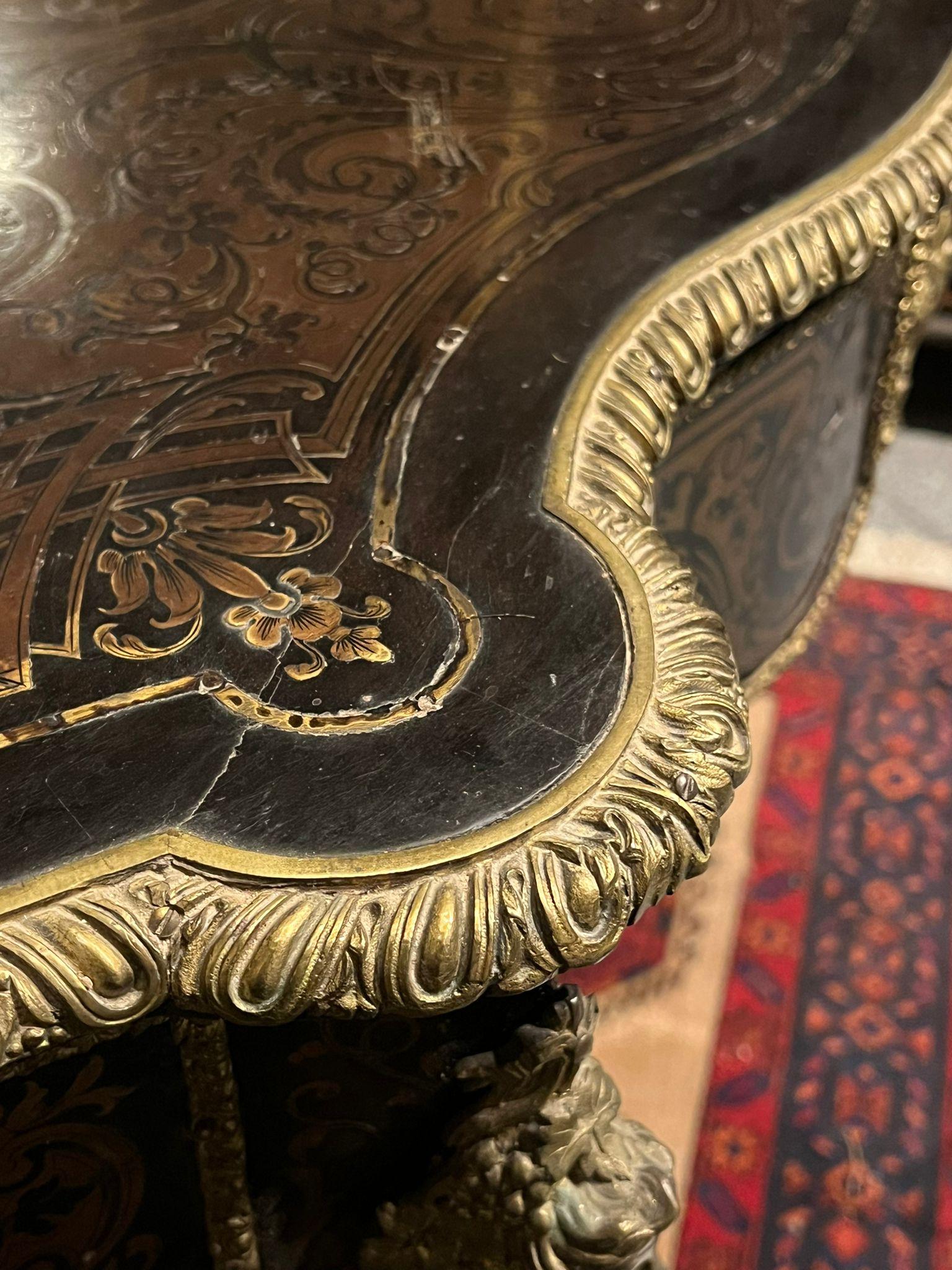 Rare table de style Boulle du 19e siècle en vente 2
