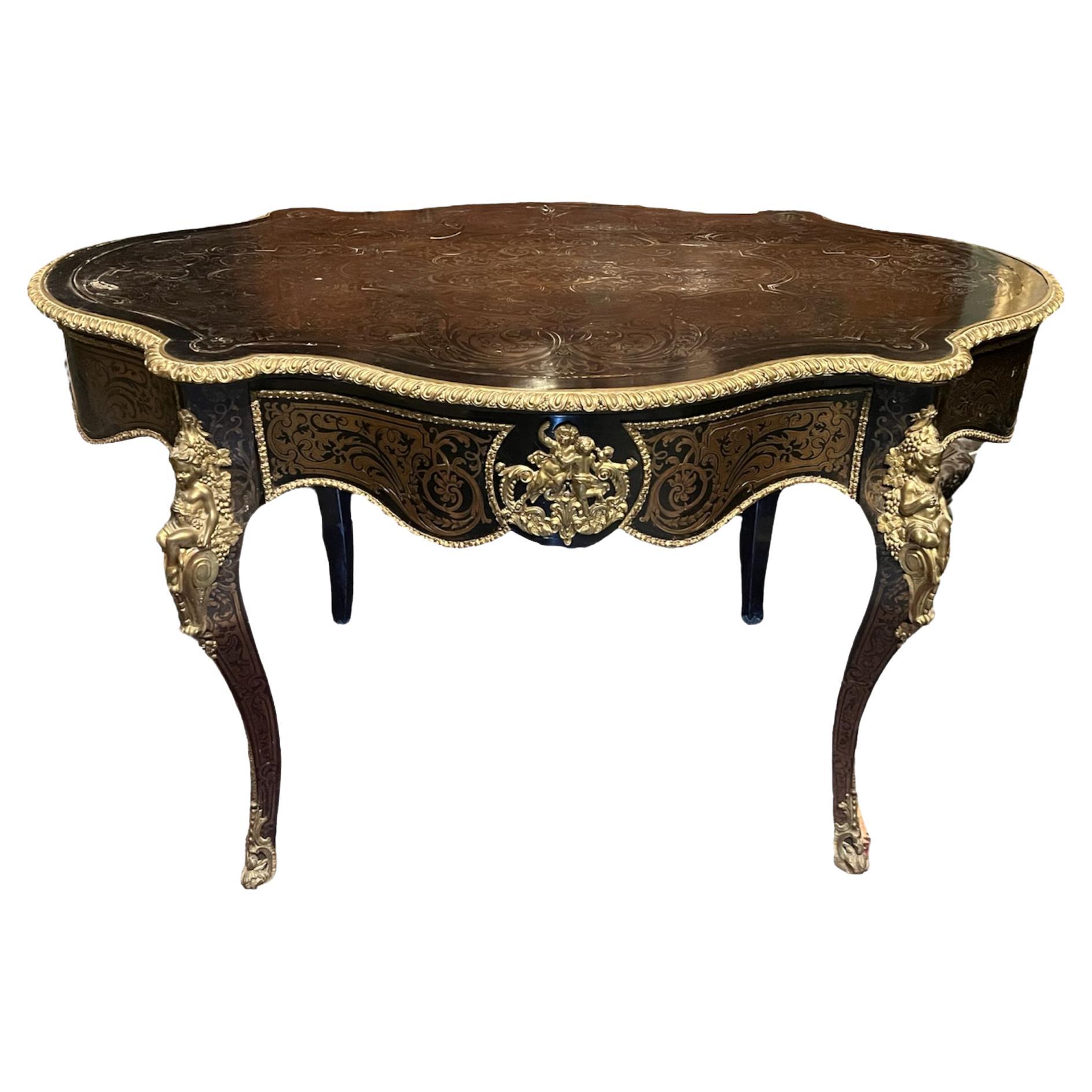 Rare table in the style of Boulle 19th century For Sale