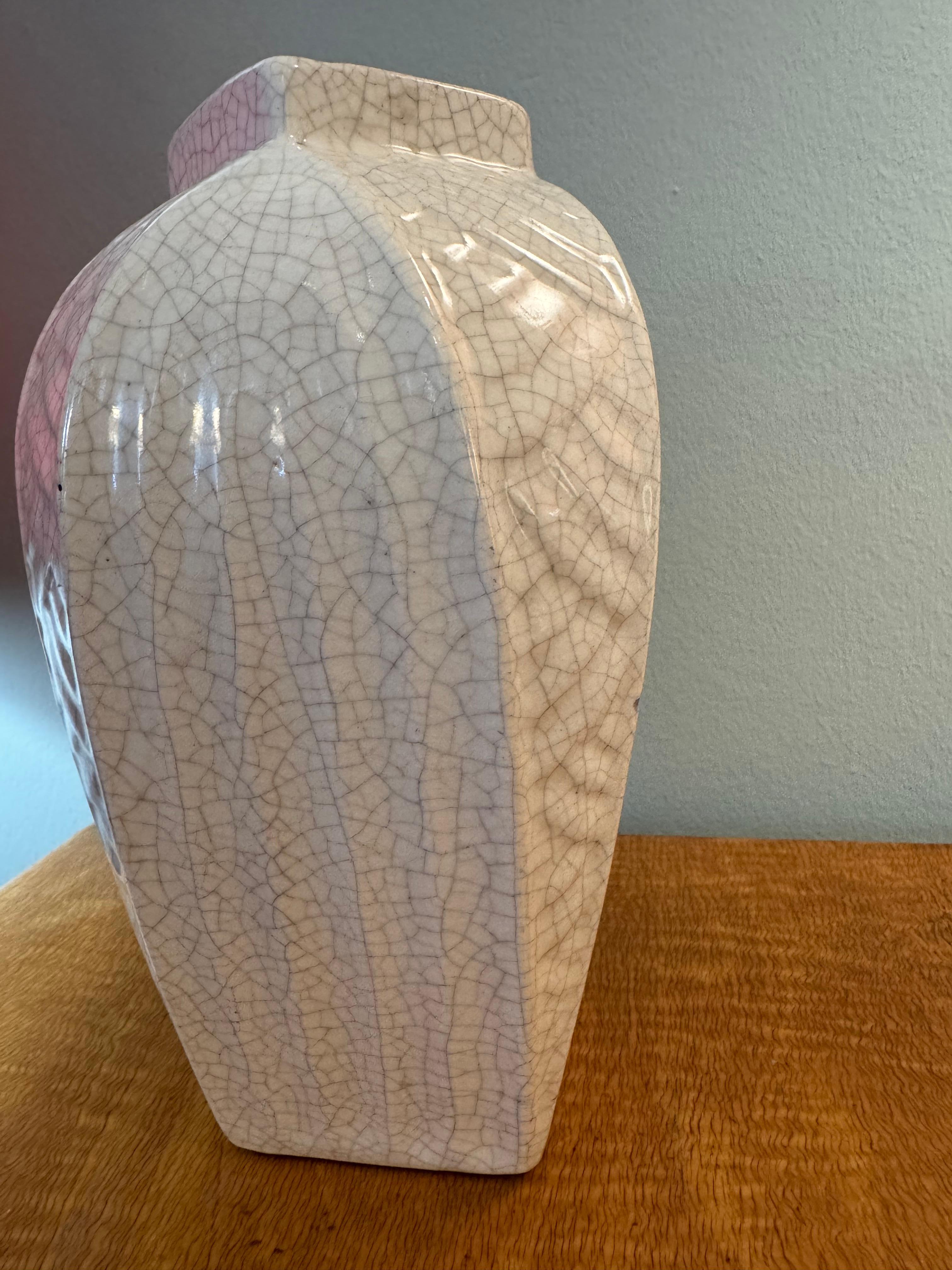 French Rare craquele vase from 1930 For Sale