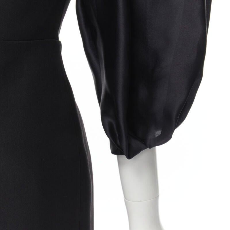 RASARIO black crystal embellished neckline puff balloon sleeves dress FR36 S For Sale 3