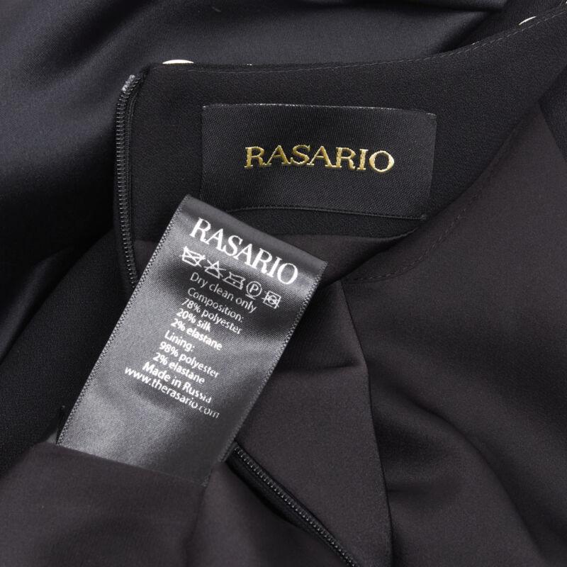 RASARIO black crystal embellished neckline puff balloon sleeves dress FR36 S For Sale 4
