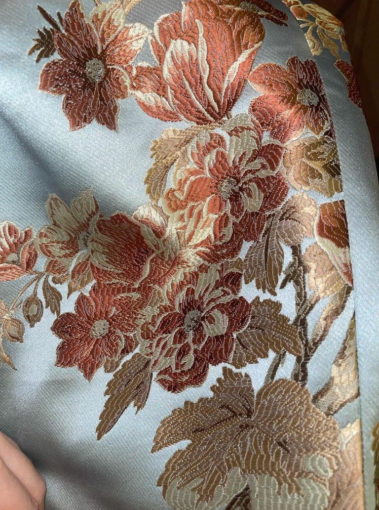 RASARIO BLUE JACQUARD DRAPED FLORAL MIDI DRESS size EU 42 at 1stDibs