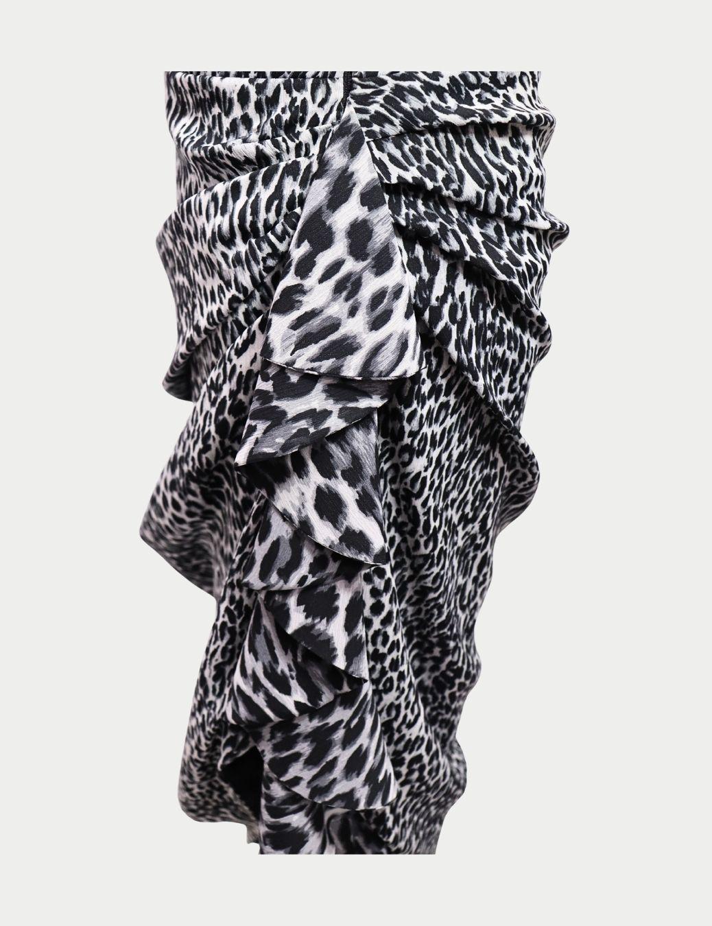 Rasario Cheetah Print Ruffled Asymmetric Dress - IT 42 /  EU 38 In Excellent Condition For Sale In Amman, JO