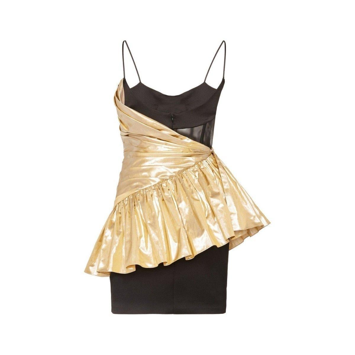 Beige Rasario Draped Metallic Silk And Crepe Mini Dress For Sale