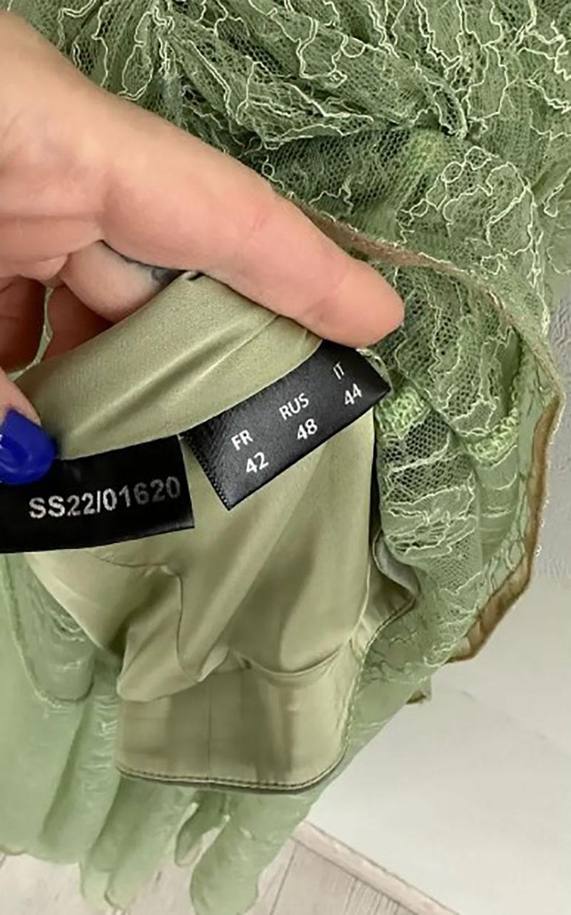 RASARIO LIGHT GREEN LONG EVENING DRESS Sz  IT 44 In New Condition In Montgomery, TX