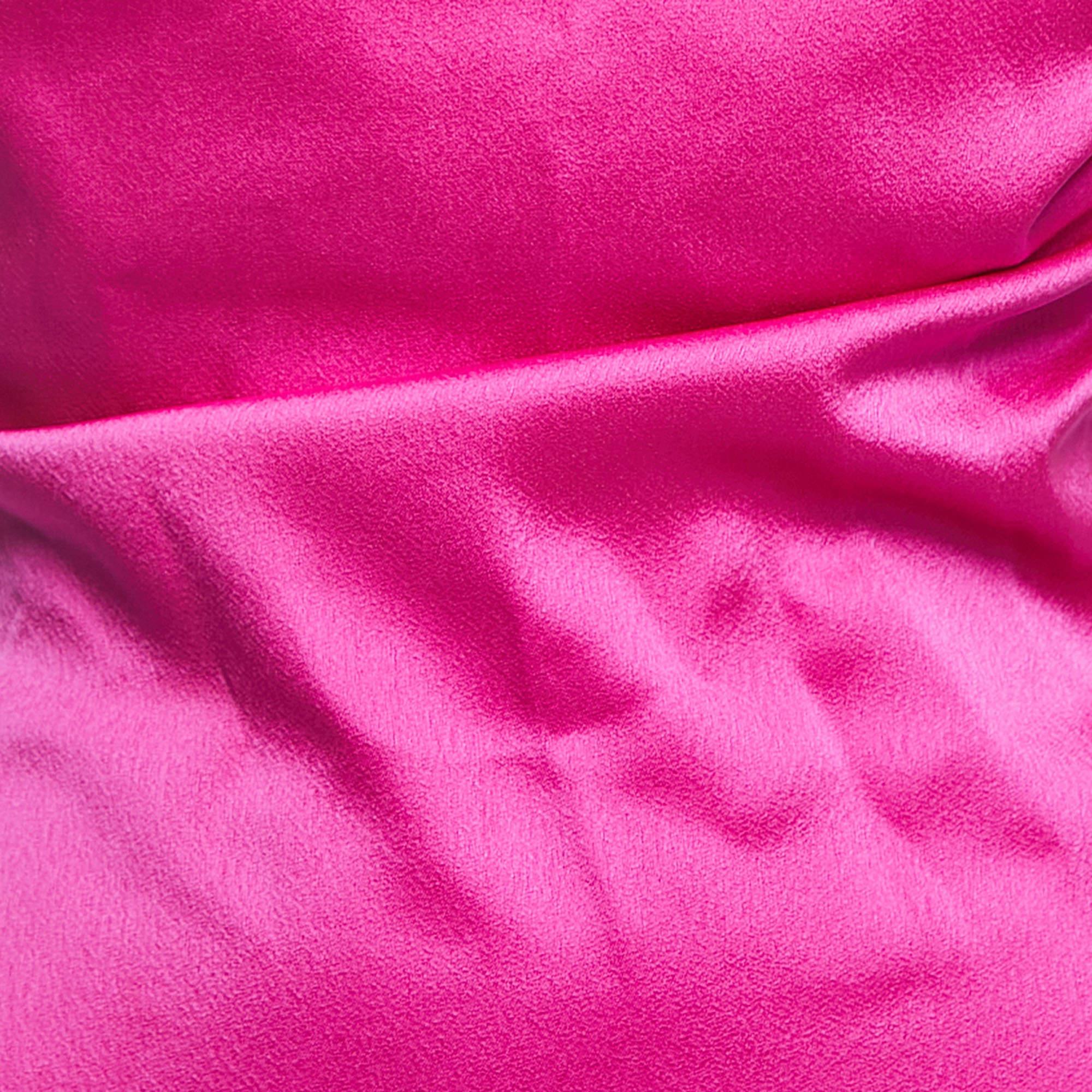 Donna Rasario Pink Crepe Cowl Neck Strappy Maxi Dress S
