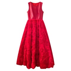 RASARIO RED LEATHER BODICE and TULLE SKIRT DRESS EU 38