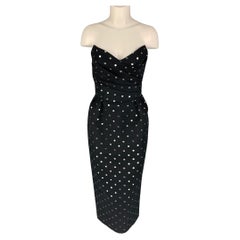 RASARIO Size 4 Black Silver Polyester Cotton Polka Dot Dress