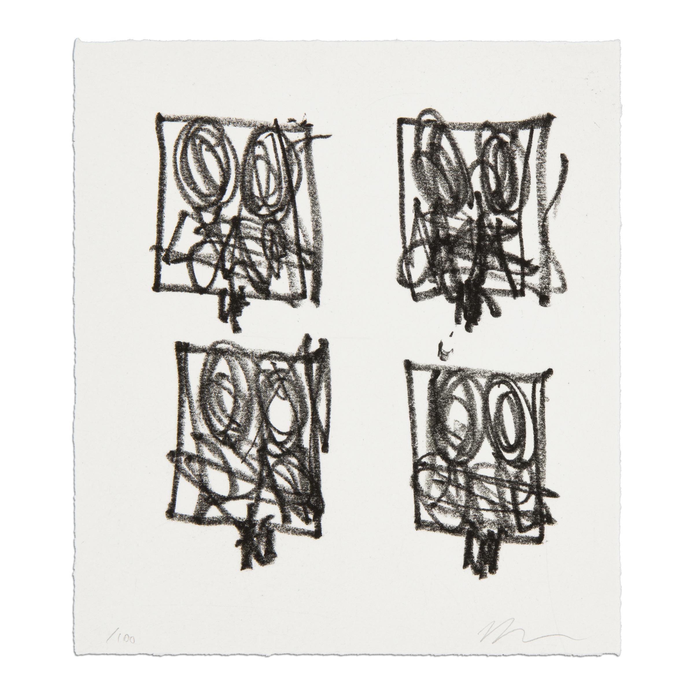 Rashid Johnson (Amerikaner, geb. 1977)
Unbetitelter ängstlicher Druck, 2023
Medium: Radierung auf Velin (in Original-Mappe, begleitet von einem gebundenen Buch)
Maße des Blattes: 22,8 x 20,4 cm (9 x 8 Zoll)
Abmessungen der Mappe: 38,2 x 32,5 x 6 cm